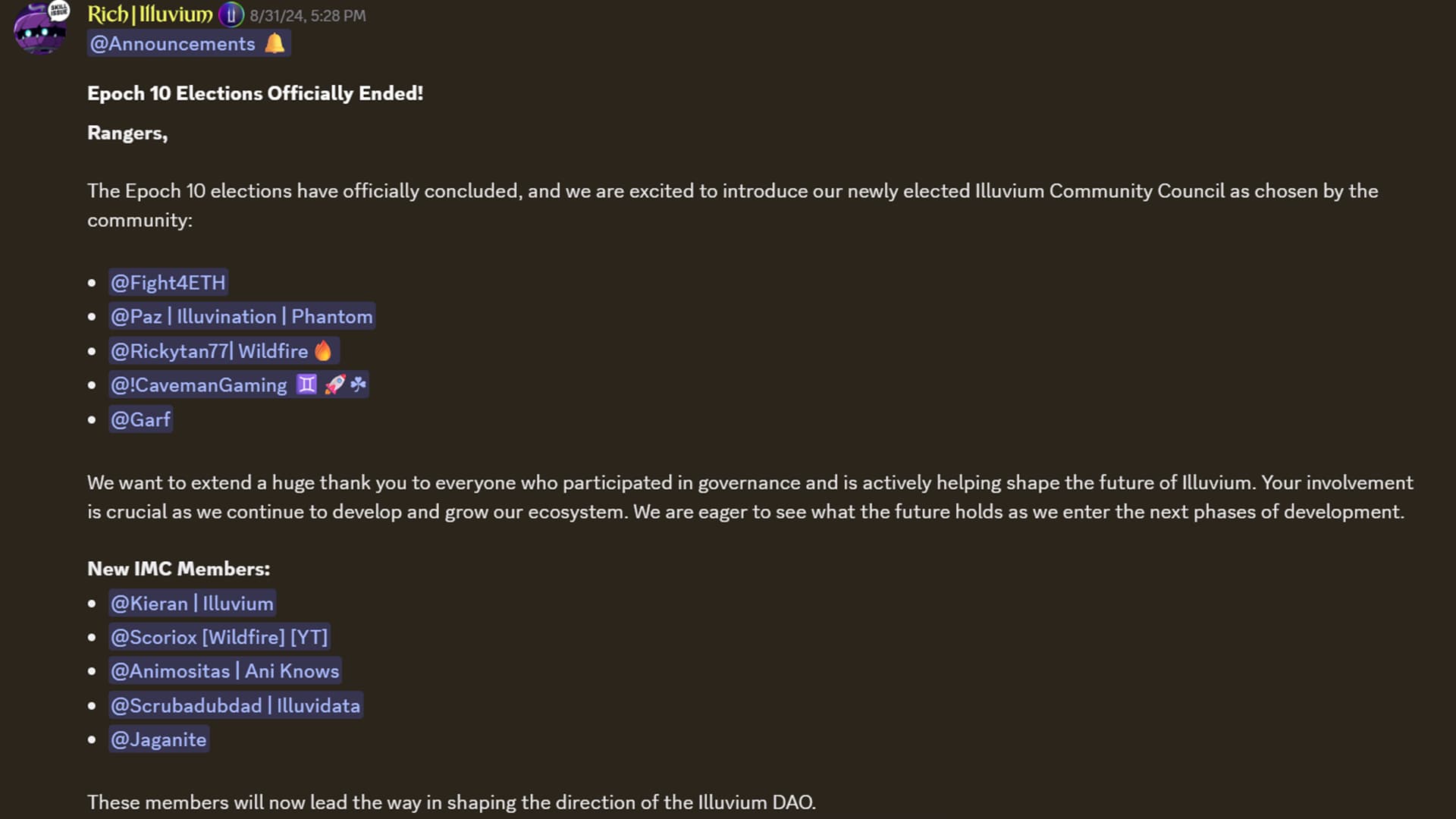 Main Council Election Results